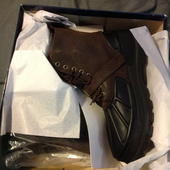 POLO by Ralph Lauren Men's Oslo Waterproof Brown Leather Boots -11.5D-New in Box - Picture 9 of 16